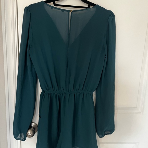 unknown Pants - Teal Long Sleeve Romper (shorts length)